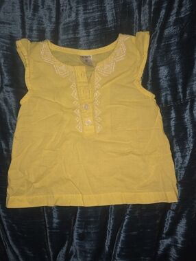 Carter's Yellow Sleeveless Embroidered Henley Tank